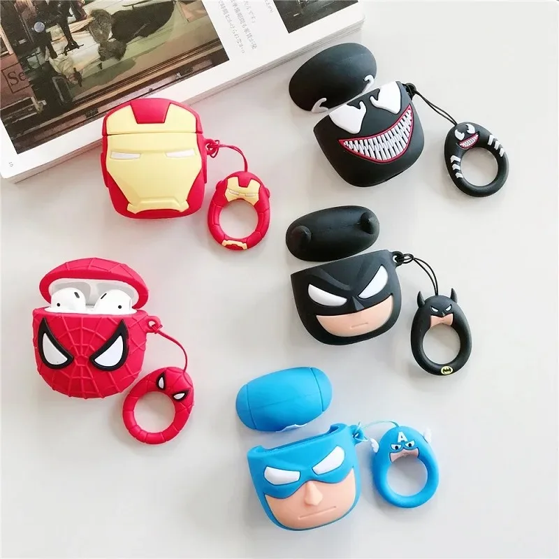Venom For Airpods Pro 3 Pro 2 Case Spider-Man Iron Man Captain America Protective Earphone Silicone Cover For Airpods 1 2 3 4 5