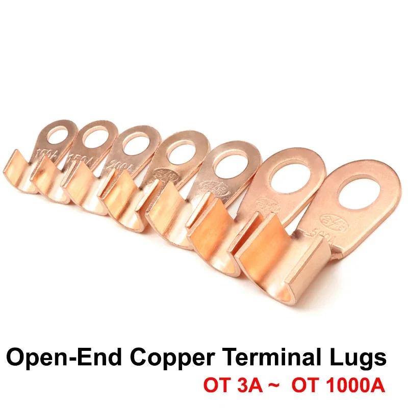 

OT Type 3A ~1000A Open Copper Battery Crimp Terminal Cable Wire Lugs Wire Terminals Splice Battery Cable End Connectors