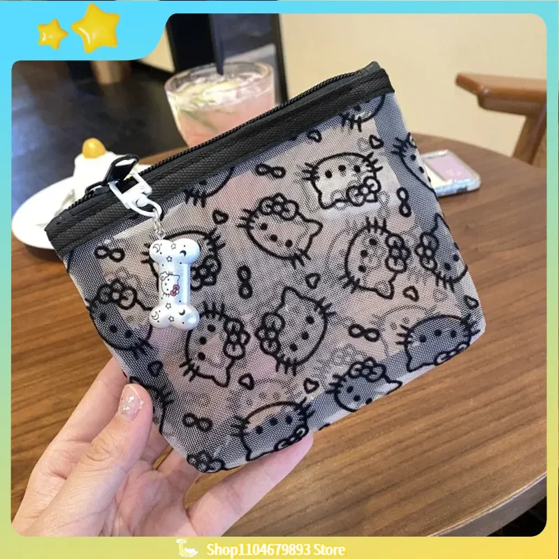 

Косметичка Kawaii Kitty в стиле аниме, мультяшная кошечка, сетчатая, портативная, для монет и наушников, подарки на праздники, хит продаж