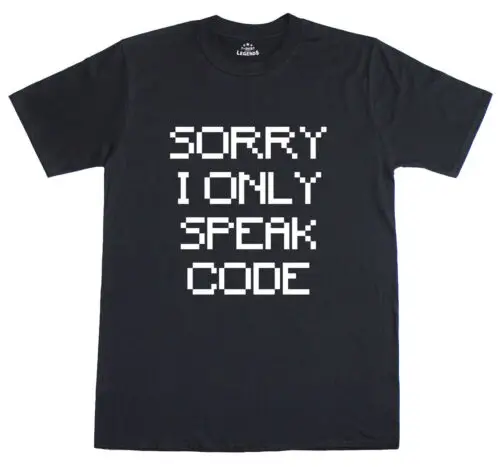 Sorry I Solo Speak Código Programador Divertido Hombre Estándar Camiseta Algodón