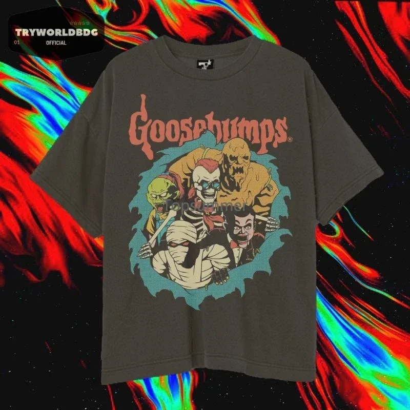 Film T Shirt Goosebumps Dark Grey Vintage Tee