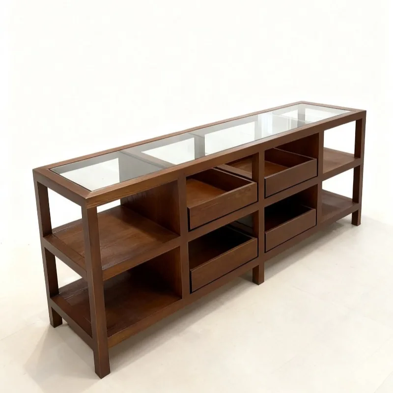 Shoes Walnut Women's Clothing Store Bag Flow Table Display Cabinet Solid Wood Jewelry Store