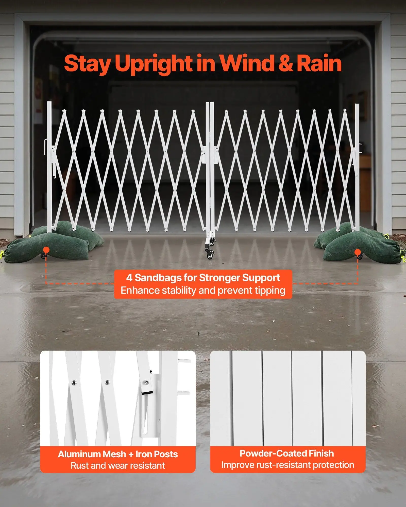 

Double Expandable Barricades, 18FT Expandable Safety Barrier, 0-180° Rotatable Mobile Barricade with Locking Casters, Portable