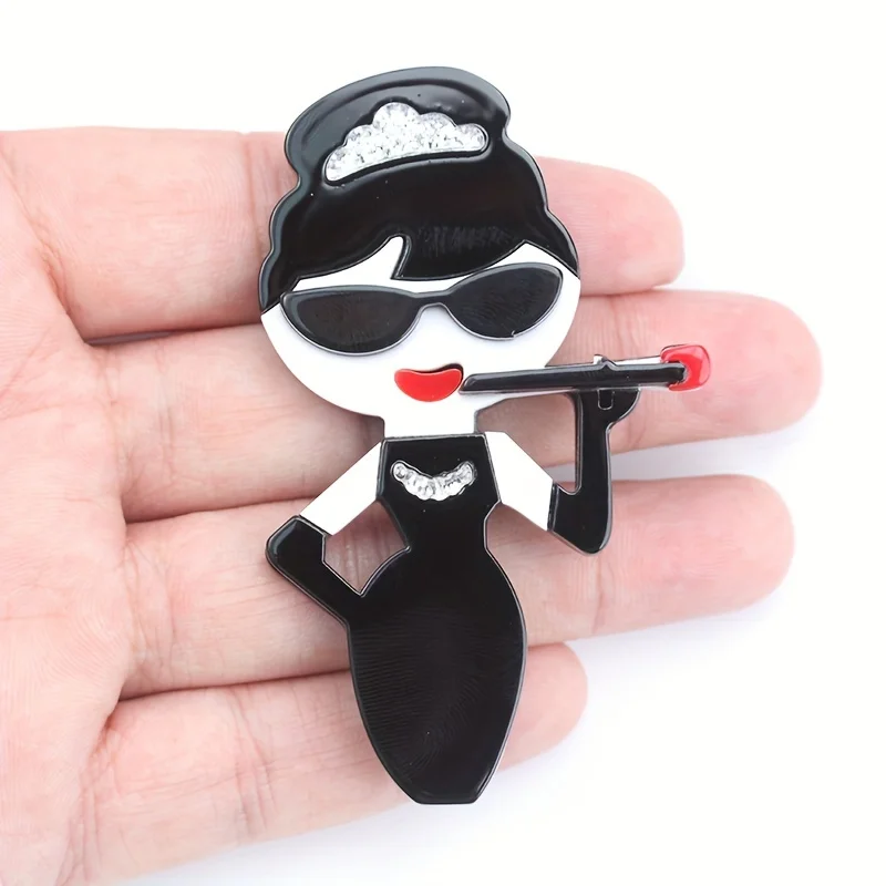 women\'s acrylic portrait brooch fashion clothing accessories pins