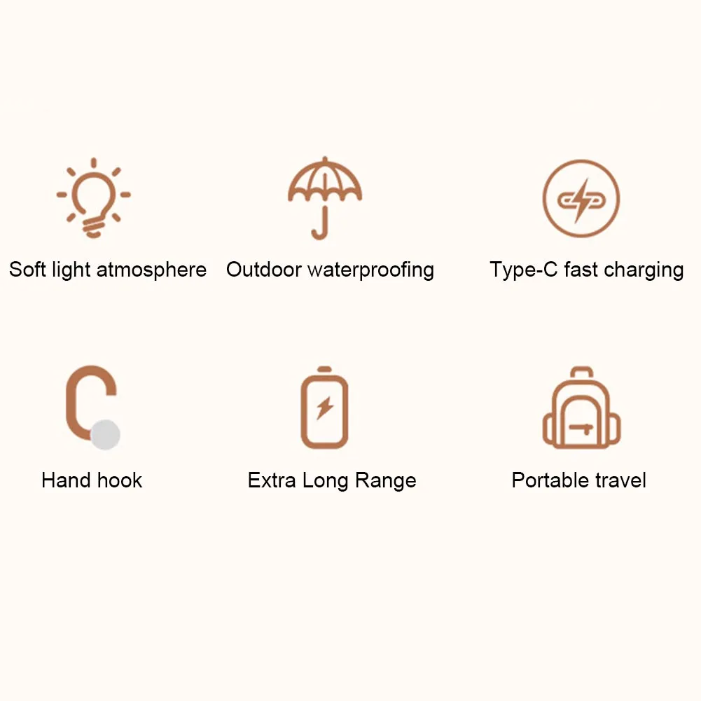 USB recarregável dupla fonte de luz, luz de tenda, branco quente, lanterna, lanterna camping, iluminação de pesca noturna, 600mAh