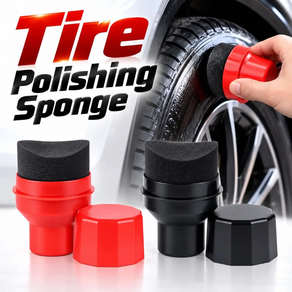 Curved Tire Polishing Sponge with Cover Reusable Autotire Wax Applicator Tire Dressing Applicator