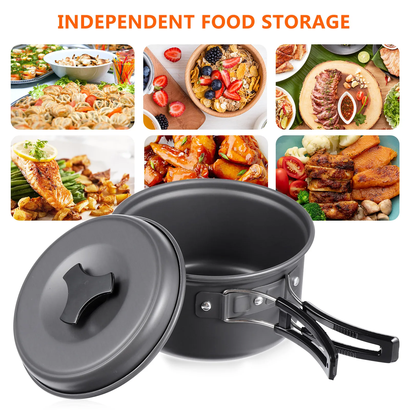 

Aluminium Alloy Camping Cookware Set Portable Outdoor Hiking Pot Picnic Cooking Tools Foldable H Durable Travel Supplies