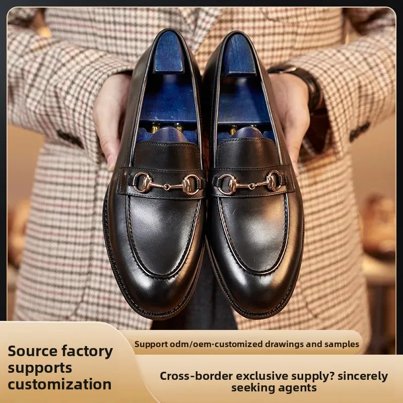 

British Style Loafers Men Genuine Leather Business Casual Handmade Shoes