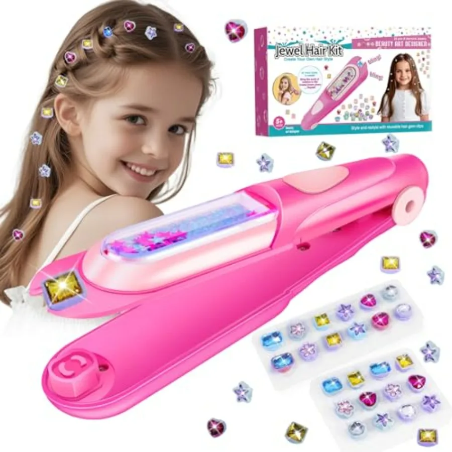 

Hair Gem Stamper Kit, Bling Hair Jewels for Girls Toys, Hair Styling Tool with Reusable Shining Diamonds, Birthday Gifts Toys f