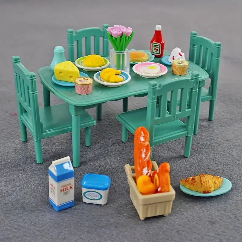 Toys Doll Forest Family Montessori Kitchen Miniature Doll House 1/12 Toy Kitchen Accessories Dollhouse Furniture Toys for Girls