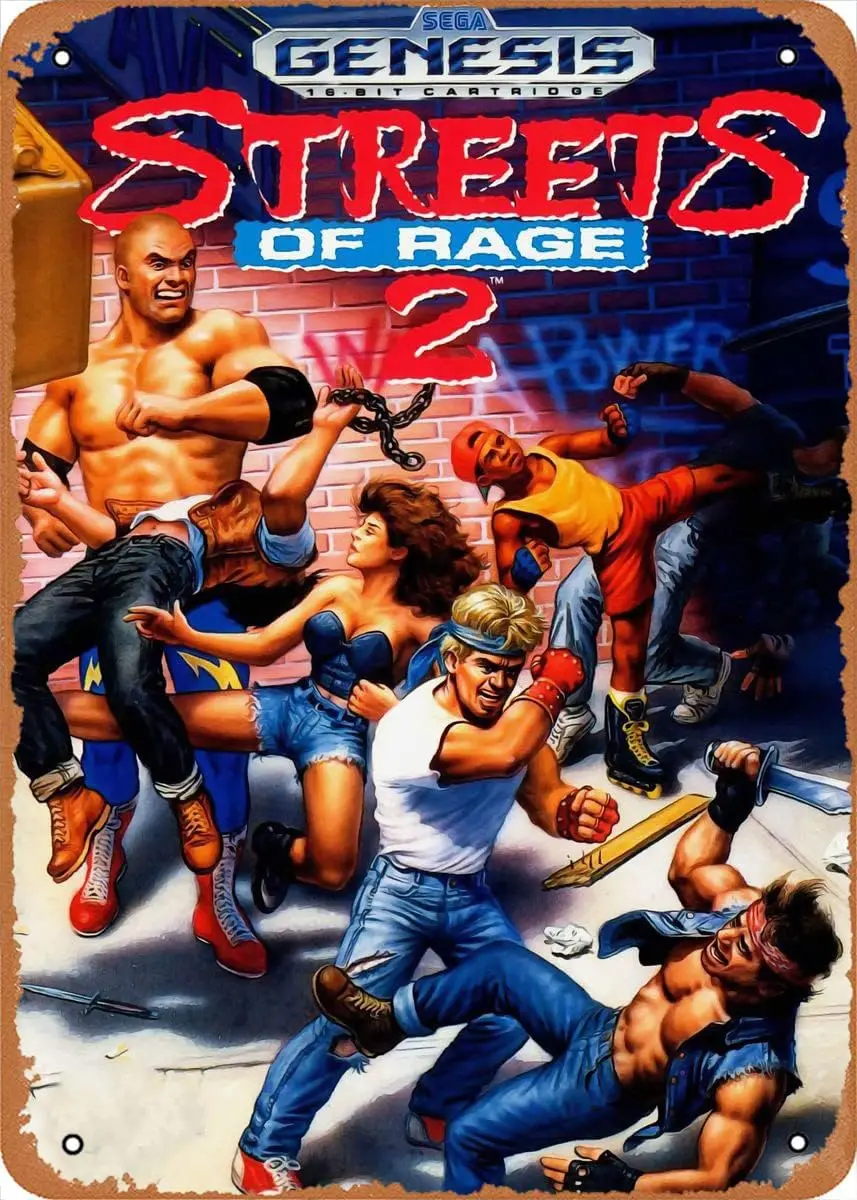The Classic Arcade Video Game Poster Metal Tin Sign Street of Rage Retro Game 90 Wall Art Decor Tin Sign-