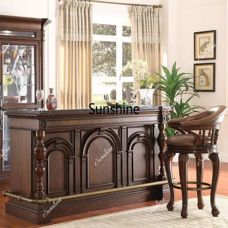 French solid wood bar table, household, wine cabinet partition Nakajima checkout page