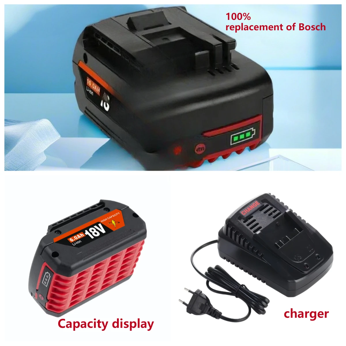 

Tool battery 18V 12.0Ah, rechargeable lithium-ion battery, suitable for Bosch GBA GBH GSR BAT618 BAT609 BAT620