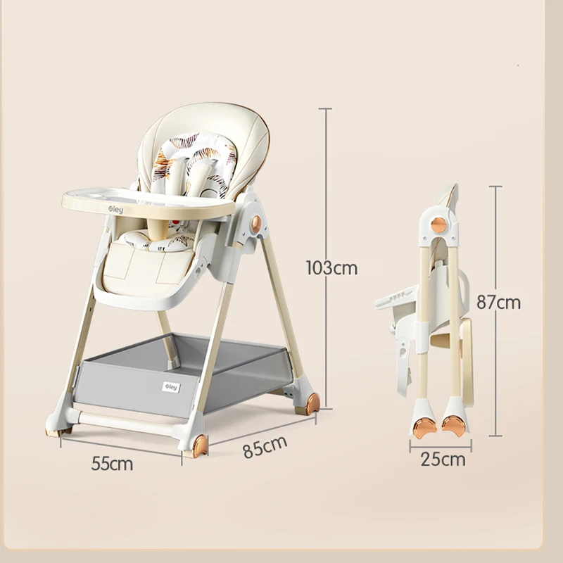 Luxuriöser Babyhochstuhl mit abnehmbarem Sitz und Tablett, höhenverstellbarer Baby-Fütterungsstuhl, montagefreier Esszimmerstuhl