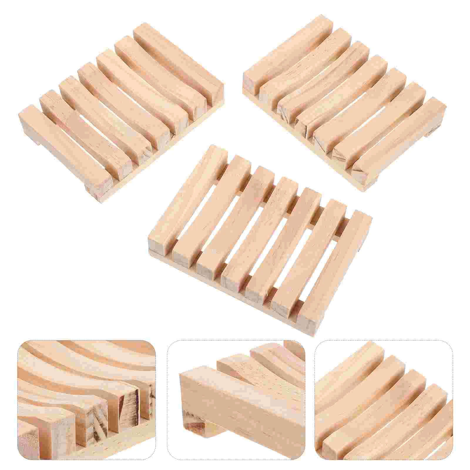 

3 Pcs Soap Wooden Dish Holder Hollow Container Bar 115X8X22CM Tray for Bathroom