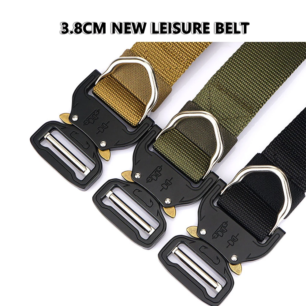 TUSHI New Tactical Belt Woven Durable Automatic Buckle Men Belt Army Outdoor Hunting Multifunctional Nylon Belt Man Trouser Belt