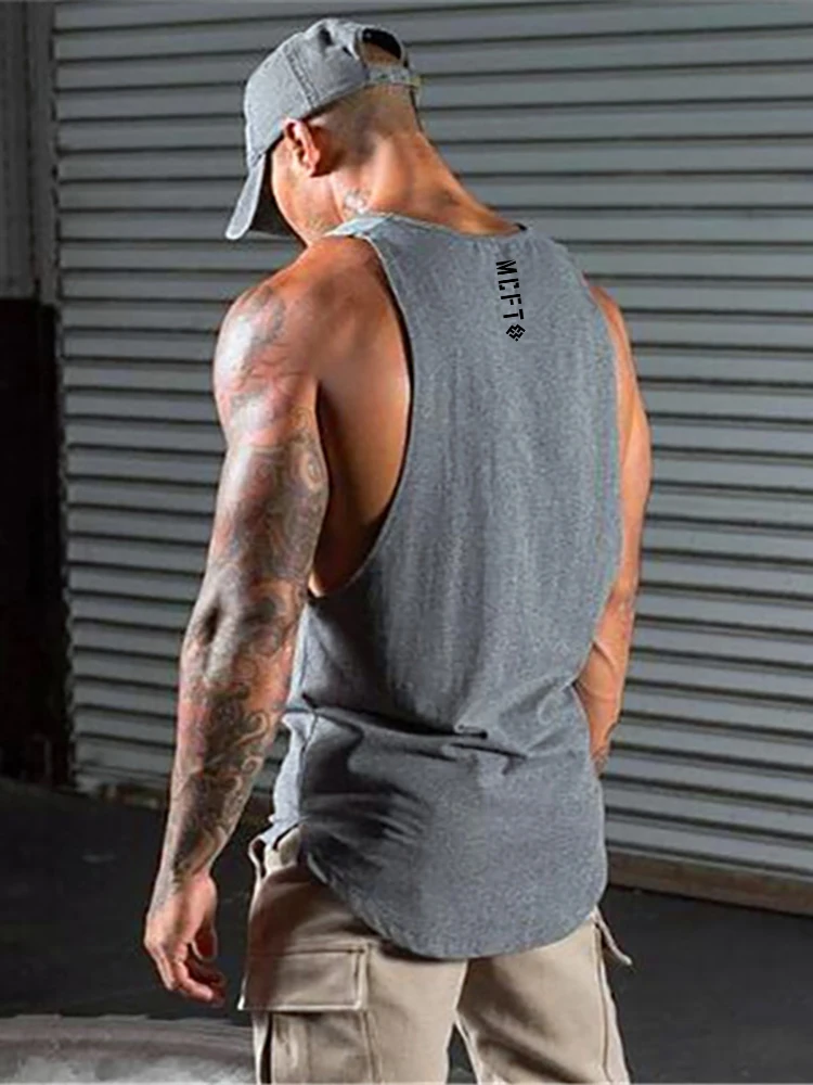 Gilet da corsa in cotone estivo Uomo Fitness Muscolo senza maniche Sport Palestra Bodybuilding Canotte Jogging Sport T-shirt con strato base