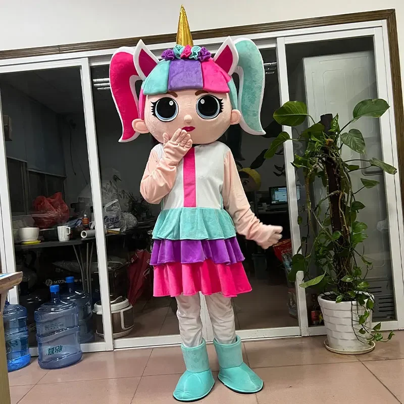 LOl Unicorn Girl Mascot Costume adulto personaggio dei cartoni animati Outfit evento principale pubblicità regalo di compleanno puntelli Cosplay per