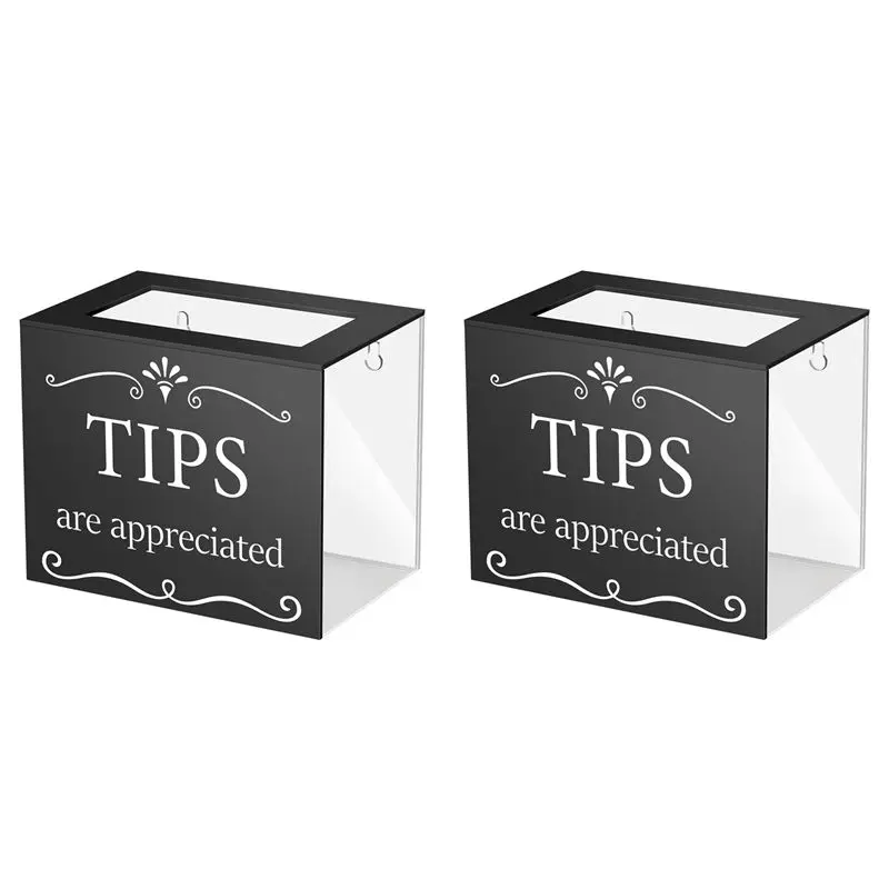 B62B-2X Tip Jars For Money Acrylic Tip Cash Box Donation Tip Bucket 6X4x5 Inch Container Suggestion Box Raffle Cash Box
