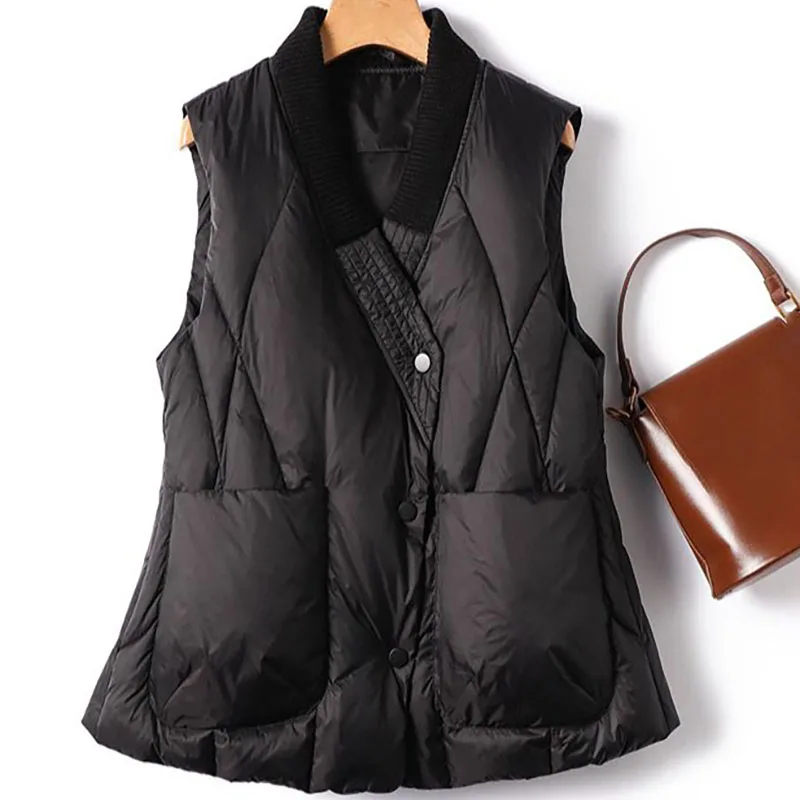 Winter Women Warm Lightweight Cotton Vests Fashion Simplicity Vintage Elegant Thicken Coat 2023 Female Casual Sleeveless Jacket