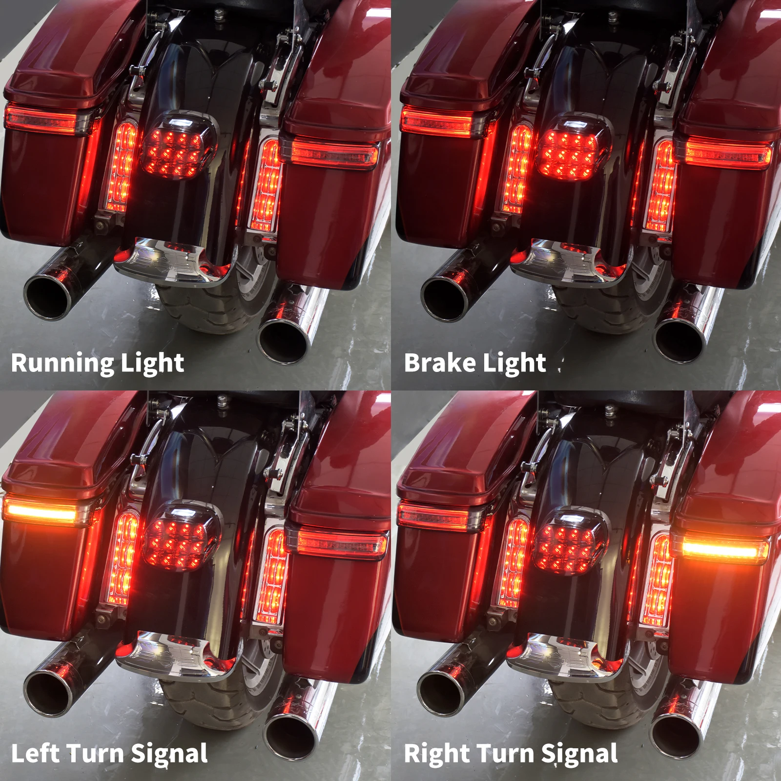 Motorcycle LED Saddlebag Turn Signal Lamp Run Brake Indicator Light For Harley Touring Road King Limited CVO FLHR 1997-2012 2013