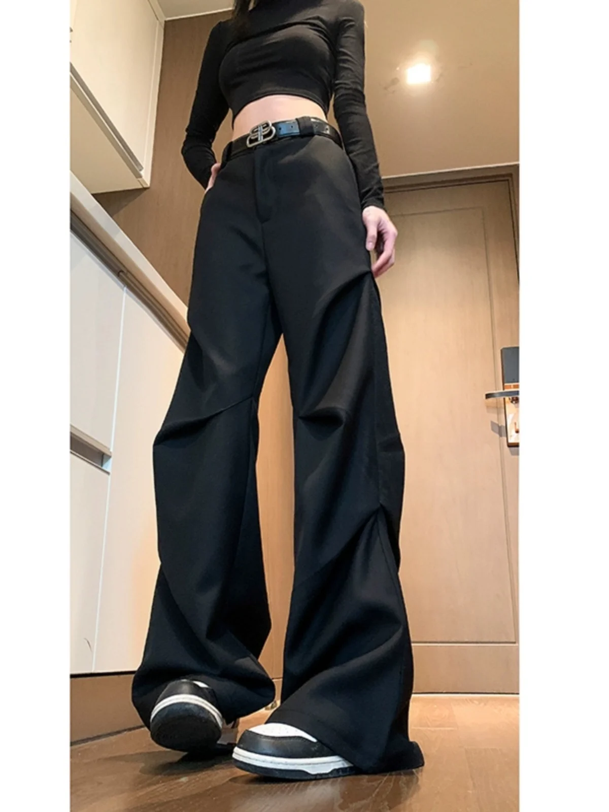 

Ice Silk Men's Summer Loose Straight Leg Casual Trousers Faionable All-Match Floor-Length Suit Pants Breathable Comfortable