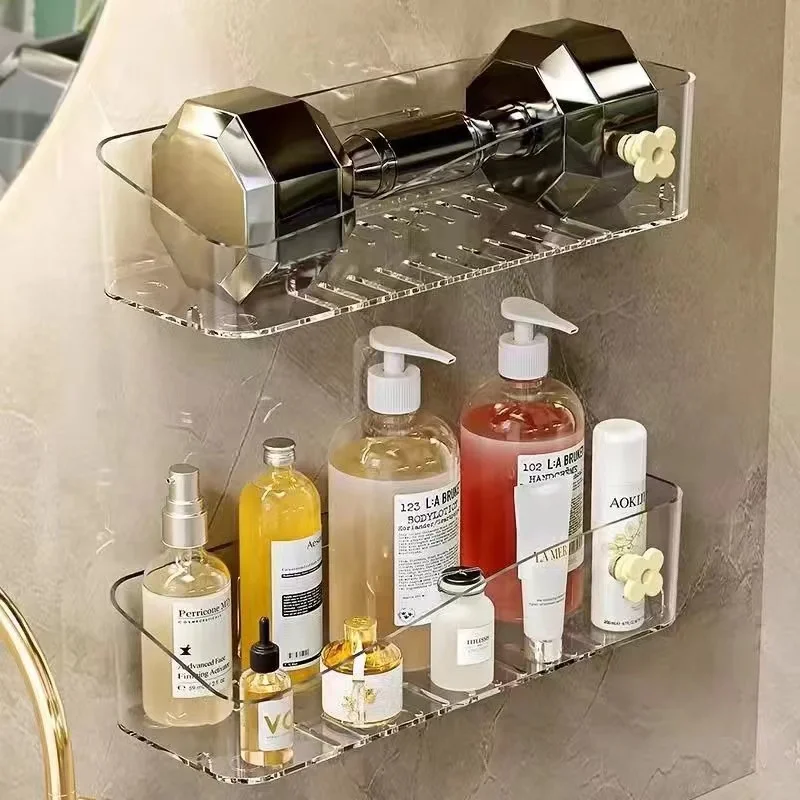 

New Wall Hanging Bathroom Storage Rack Corner Wall Shelf Organizer No Hole Required Cosmetic Skin Care Products storage shelf