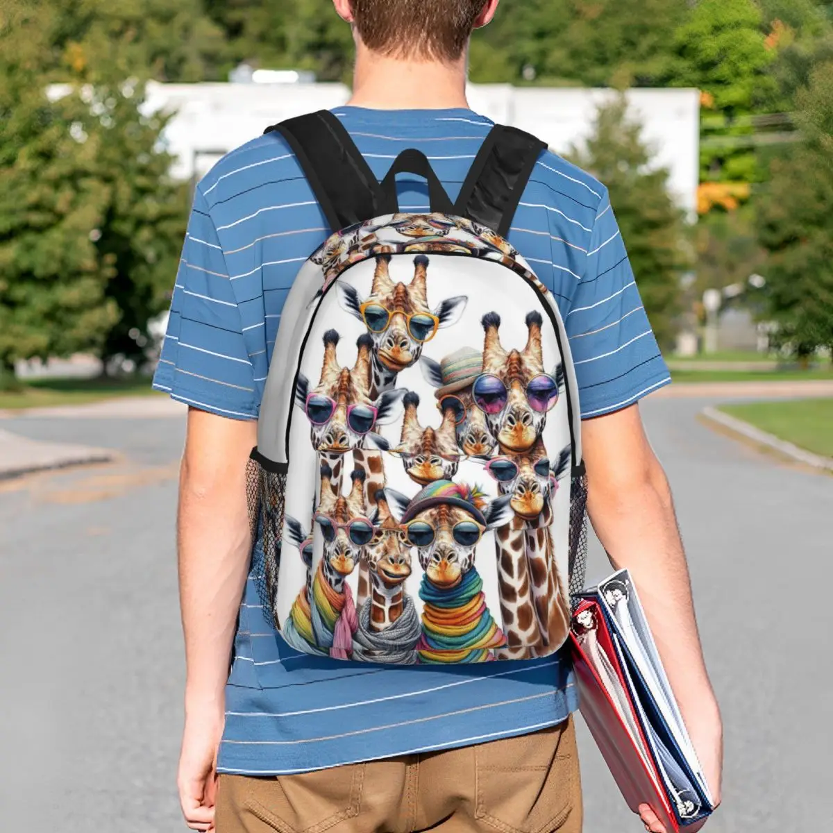 Giraffe Family Design Backpack Student BookBag Kids School Bag Computer Shoulder Bags for Boys Girls