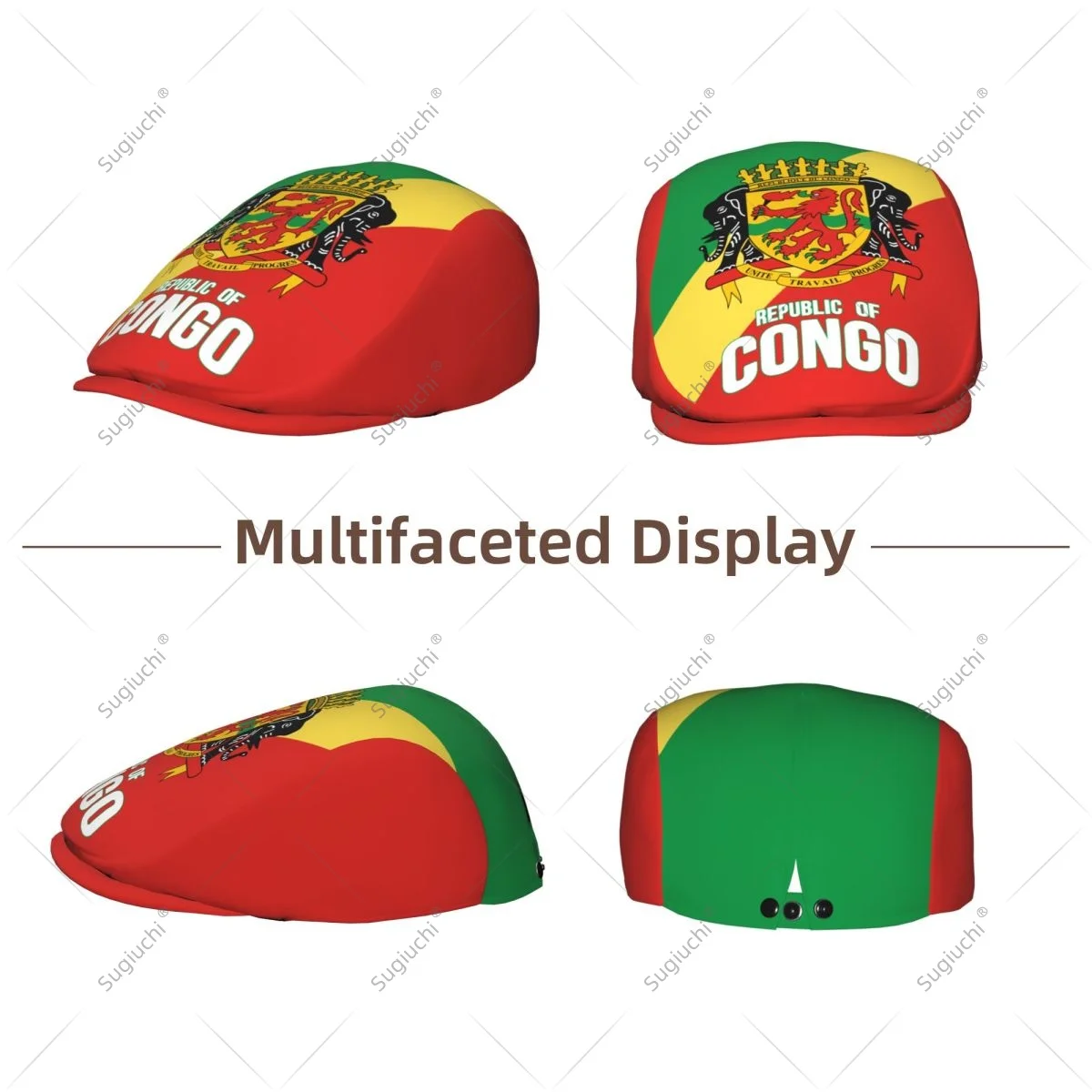 Forward cap Republic Of Congo Flag Men Women Flat Newsboy Driving Hat Cap Short Brim for Driving Daily visors hat