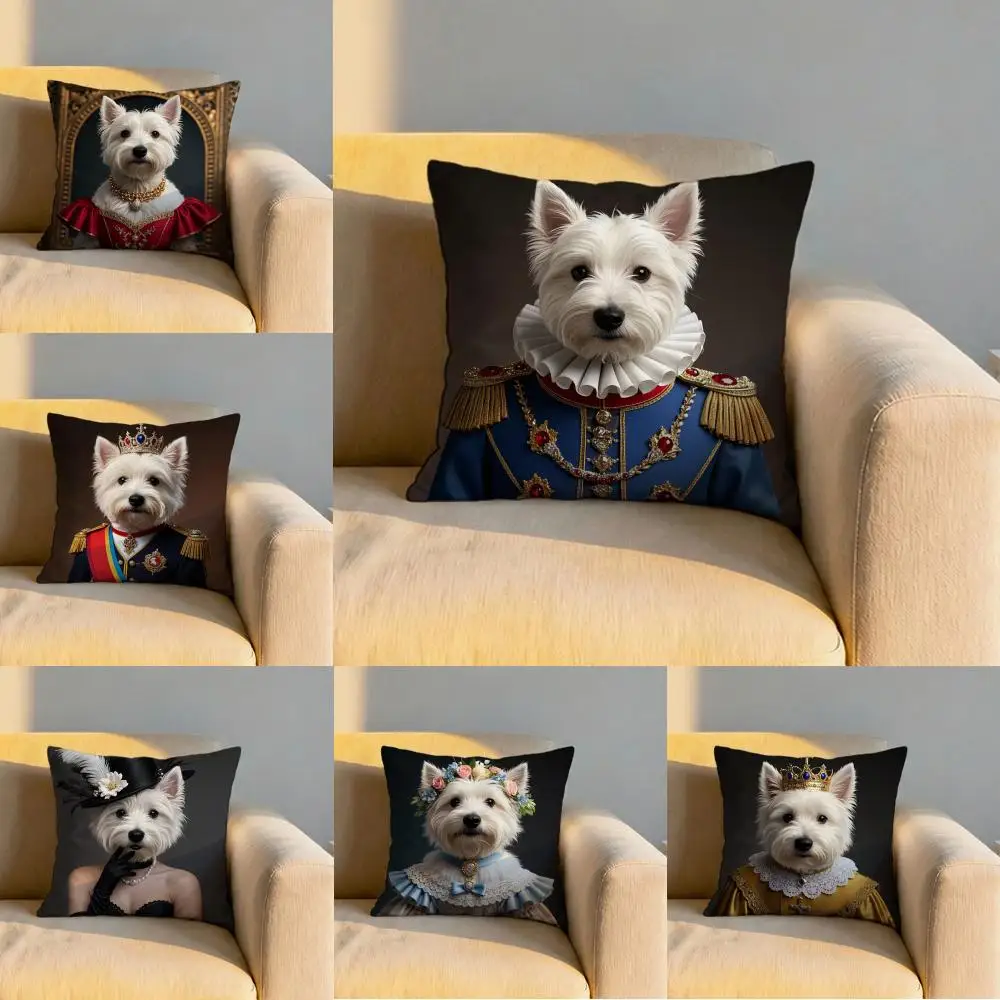 West Highland White Terrier Cushion Cover Soft Reversible & Durable Pillow Cover – Multi-Scene Use for Home & Car Daily Comfort