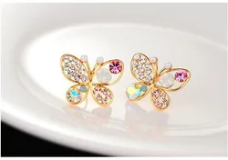 New Fashion Fashion Full Rine Stone Bowknot Earring Butterfly Earrings