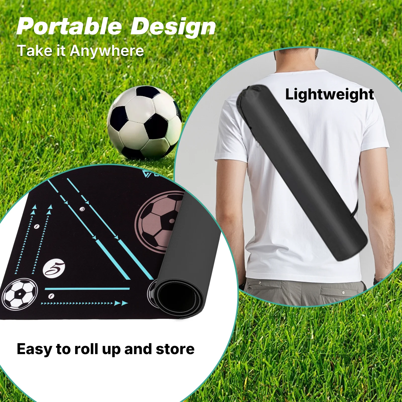 CITYSPORTS PRO Fußball-Trainingsmatte, Fußball-Trainingsmatte für Erwachsene und Kinder, 60 x 90 cm, ideal für den Innen- und Außenbereich – Detail 7