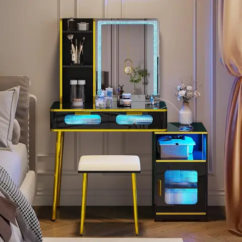 거울과 조명이 달린 책상, 메이크업 화장대 책상 의자 세트, 충전 스테이션, 보관이 있는 글로스 화장대 테이블 Best5 거울과 조명이 달린 책상, 메이크업 화장대 책상 의자 세트, 충전 스테이션, 보관이 있는 글로스 화장대 테이블 Best5