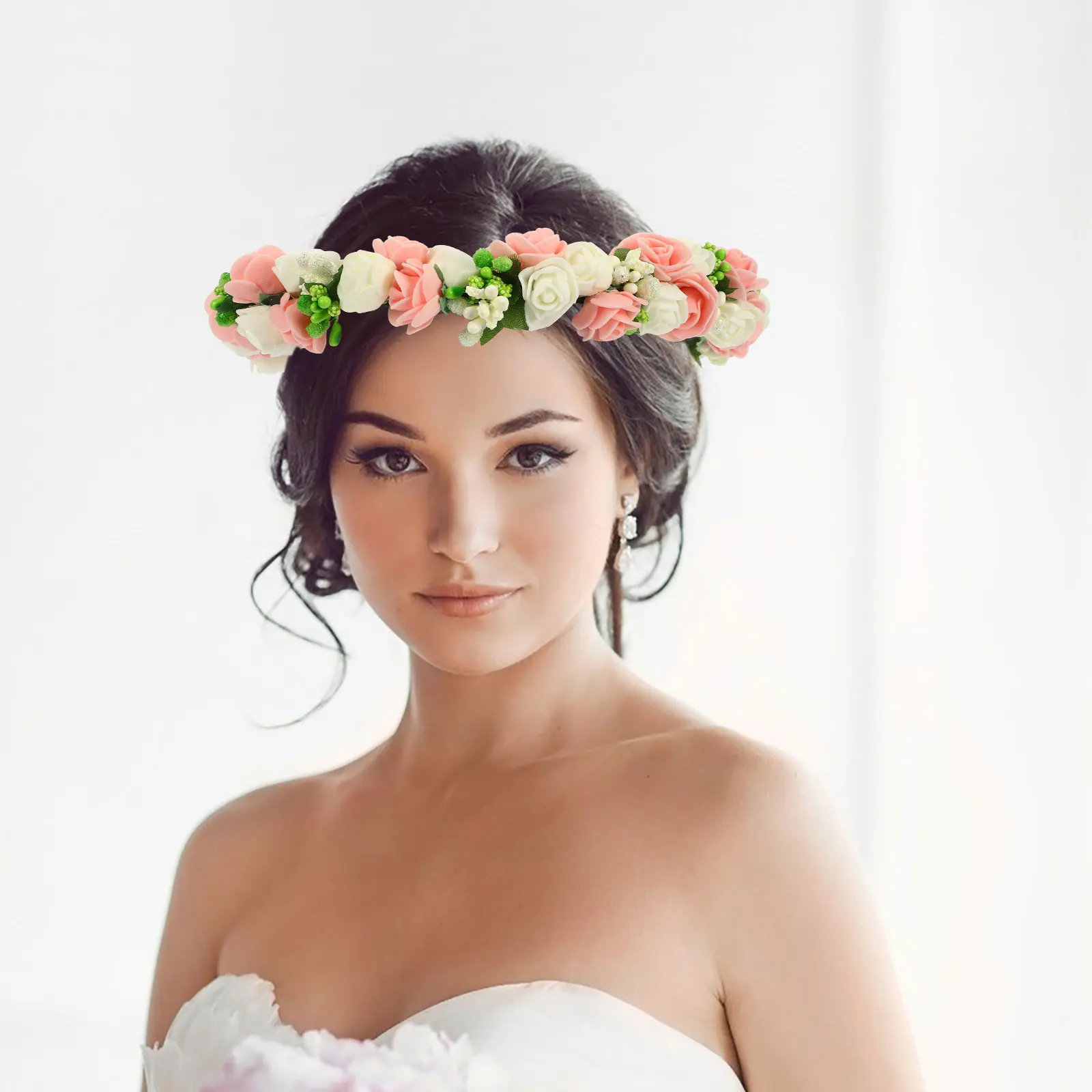 

Bridal Headdress Wreath Floral Band The Photo Bridesmaid's Hair Accessory Lace Flower Headpiece Headband for Women Miss