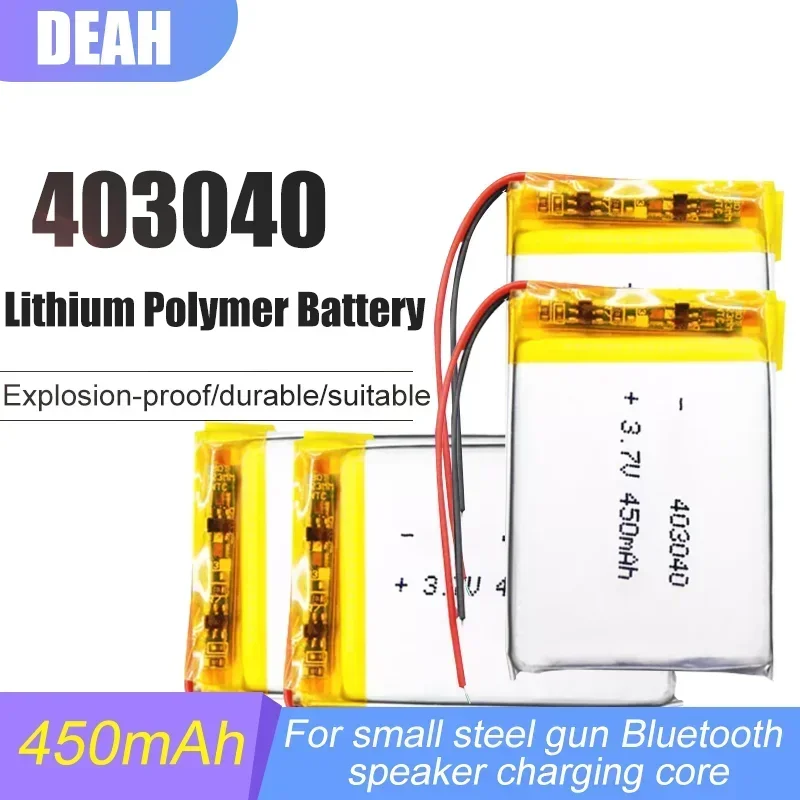 403040 3.7V 450mAh Rechargeable Lithium Polymer Li-Po Liion Battery For Smart Watch LED Light MP3 MP4 GPS Bluetooth Headset Cell