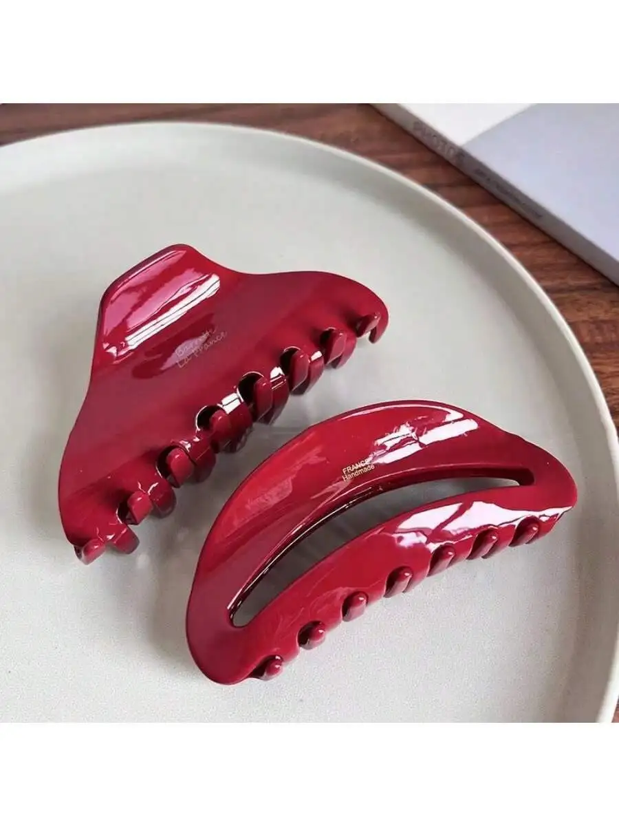

1pc Large Acetate Claw In Red Color For Women, Elegant Hair Accessories For Hairstyling Casual