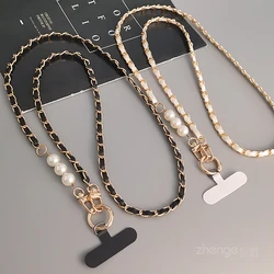 Phone Case Universal Lanyard Long Crossbody Pearl Pickup Chain Mobile Phone Lanyard Women's Long Neck and Shoulder Strap