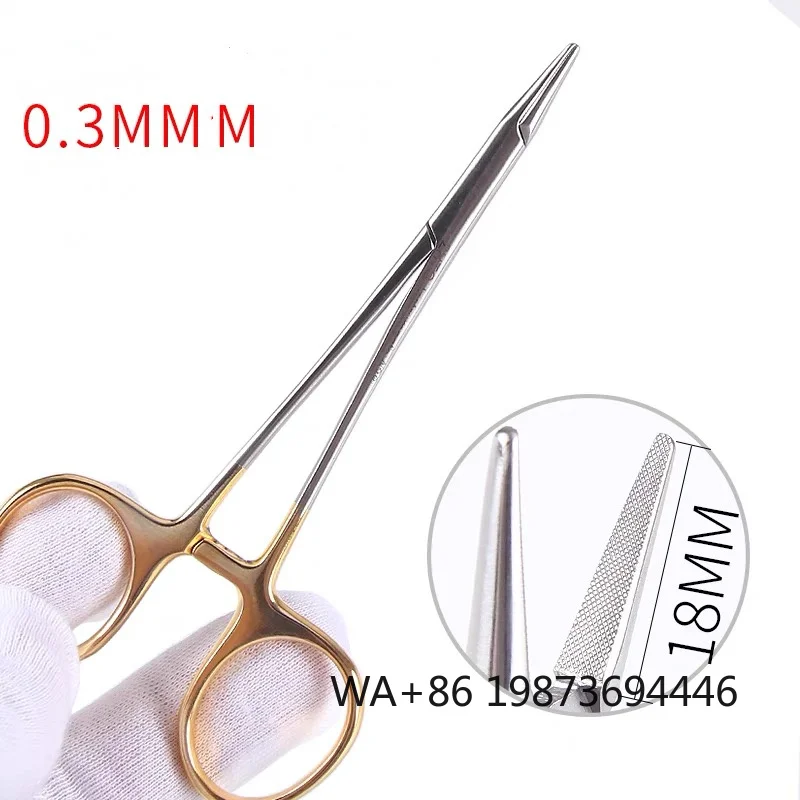 pince-a-double-paume-doree-integree-a-un-porte-aiguille-pour-la-chirurgie-plastique-des-yeux