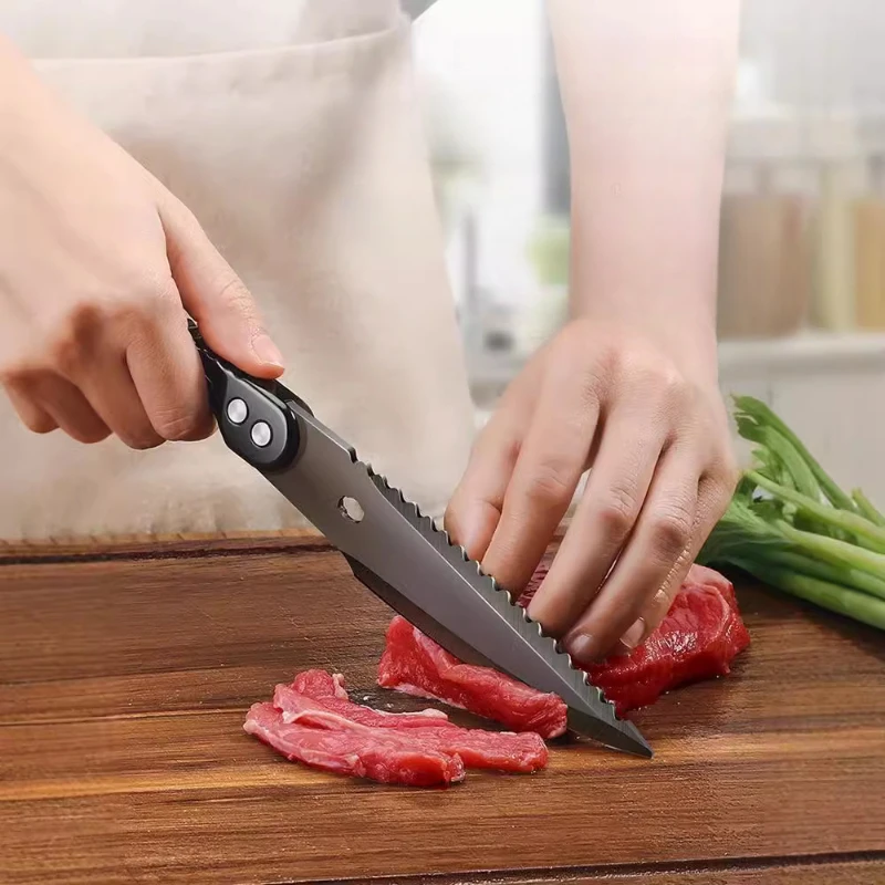 Kitchen Scissors Black Stainless Steel Strong Fish Bone and Electric Chicken Shears Household Duck Goose Bag Bully Cutter Deli