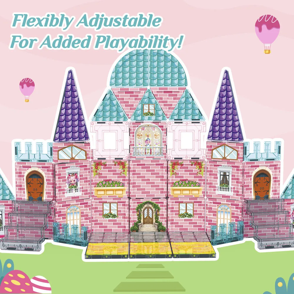 Magnetic sheet Children's magnetic building block Castle Traffic building theme Color window Magnetic sheet