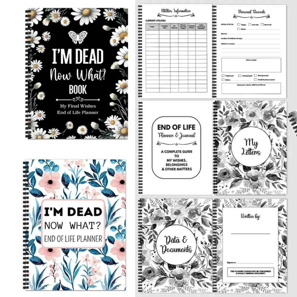 High Quality Flower Pattern In Case I Go Missing Binder Hand Account Book Paper End Of Life Notepad I'M Dead Notebook