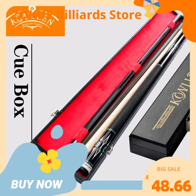 

KONLLEN Billiards Box 2 Holes Pool Cue Case Length 82cm Black Cue Stick Box Handmade Cue Box Waterproof Billiards Accessories