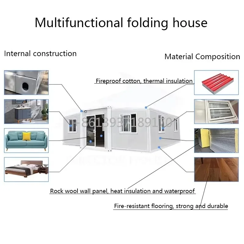 2 Bedrooms Prefab Homes Easy Installation Extendable Container House for Sale Folding Container Home Family Living Tiny House
