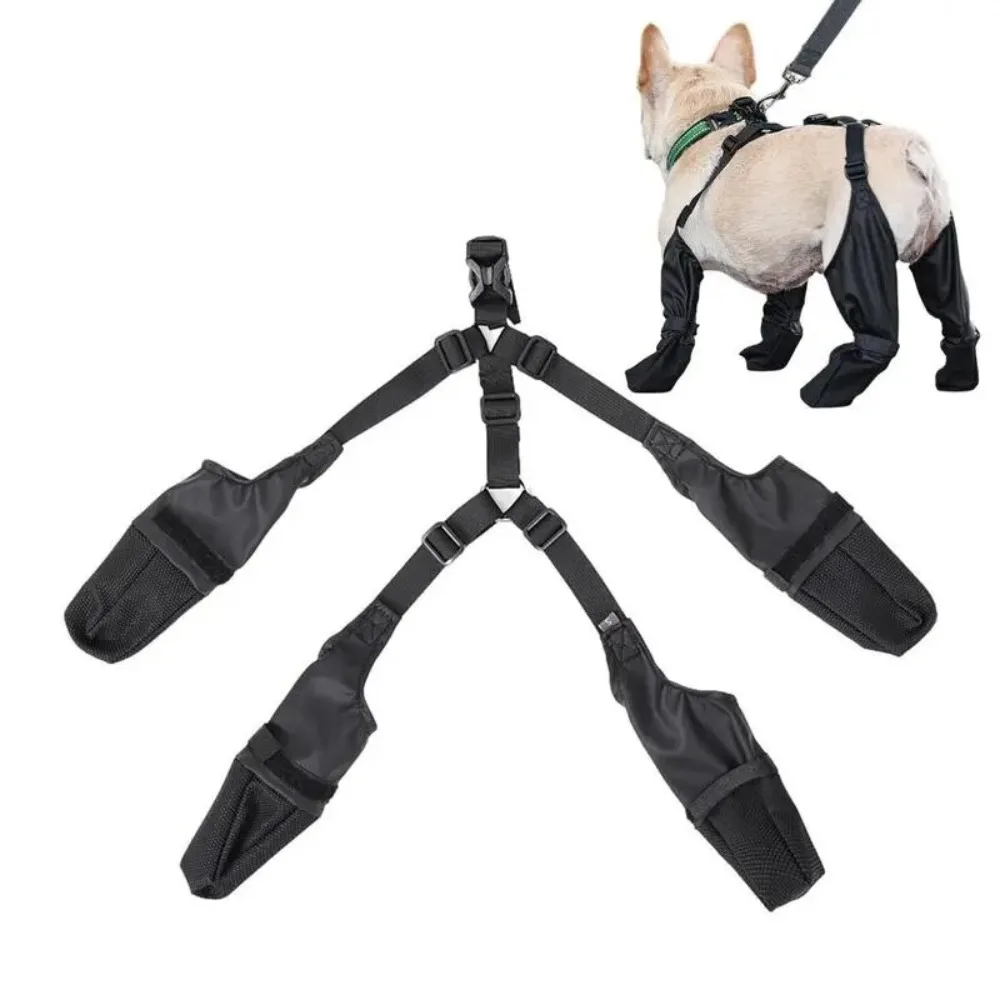 

New Breathable Dog Shoes Adjustable Waterproof Pets Paws Protector Black Soft Pet Product French Bulldog