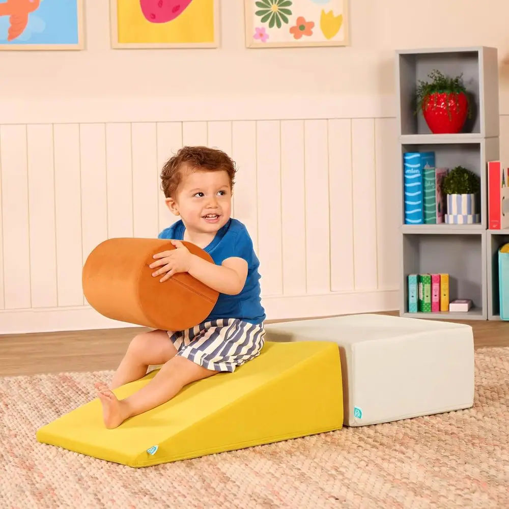 Ensemble de blocs de mousse sensorielle pour tout-petits : kit d'escalade 3 pièces avec cylindre, rampe et bloc, poignée souple, housses lavables pour les 12 ans et plus