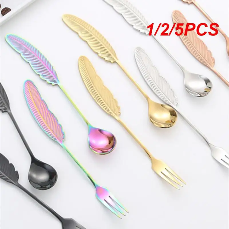 1/2/5PCS Creative Spoon Stainless Steel Material Smooth And Easy To Clean Surface Kitchen Ware Ice Cream Spoon Aging Hanami