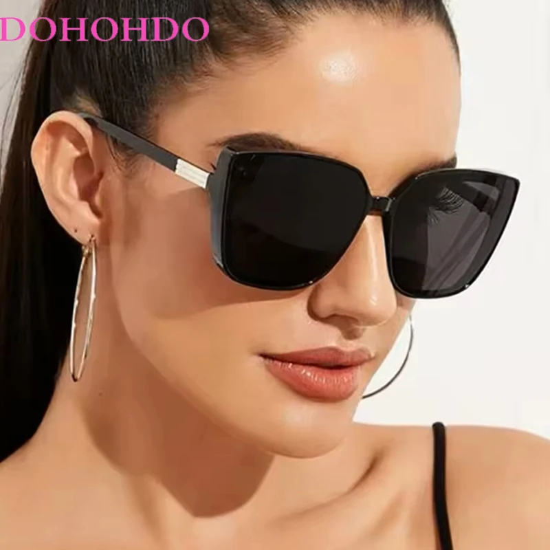 Classic Big Frame Cat Eye Sunglasses Women Men Trendy Vintage Luxury Brand Eyeglasses Summer Traveling Driving Sunglasses UV400