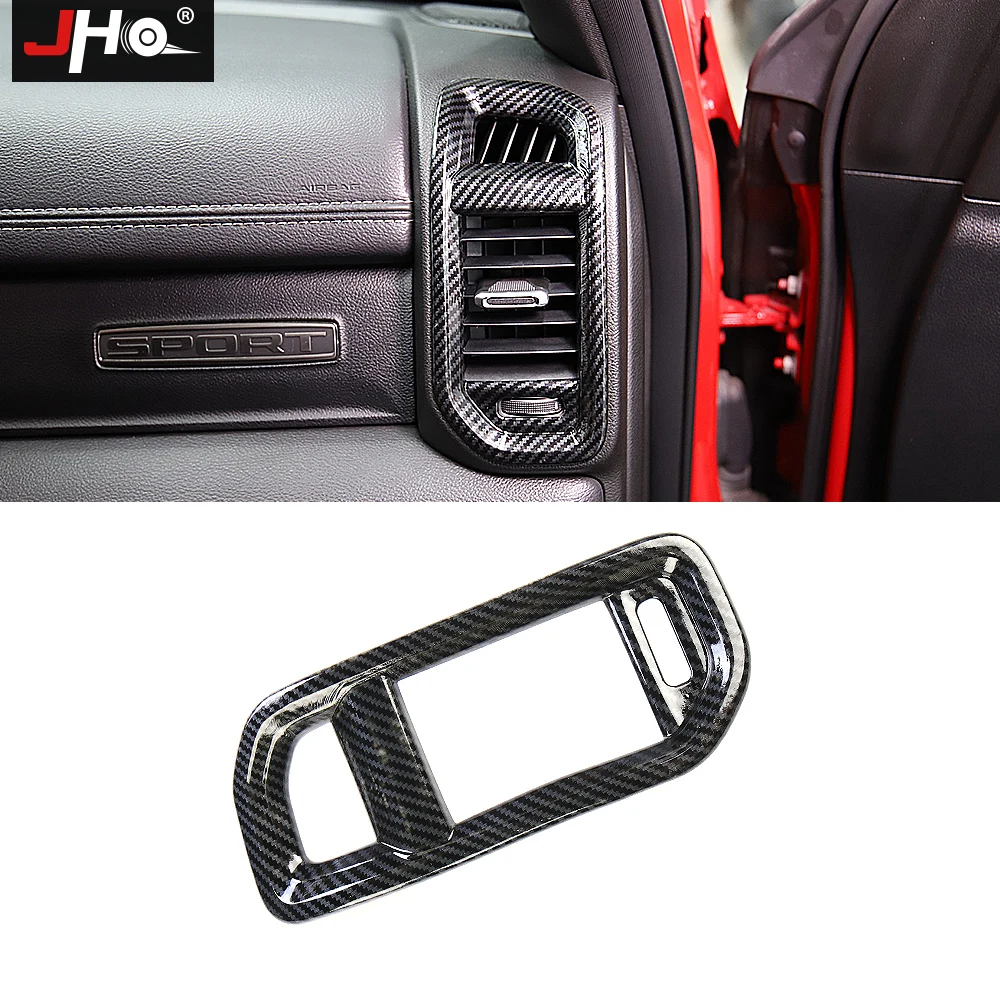 

JHO Car Styling 2PCS ABS Carbon Fiber Printed Side Air Vent Outlet Cover Trim for Dodge Ram 1500 2019 2020 Interior Accessories