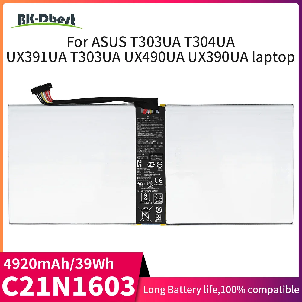 BK-Dbest Wholesale 7.7V 39Wh High Quality Original Laptop Battery C21N1603 For ASUS Transformer 3 4 Pro T303UA T304U