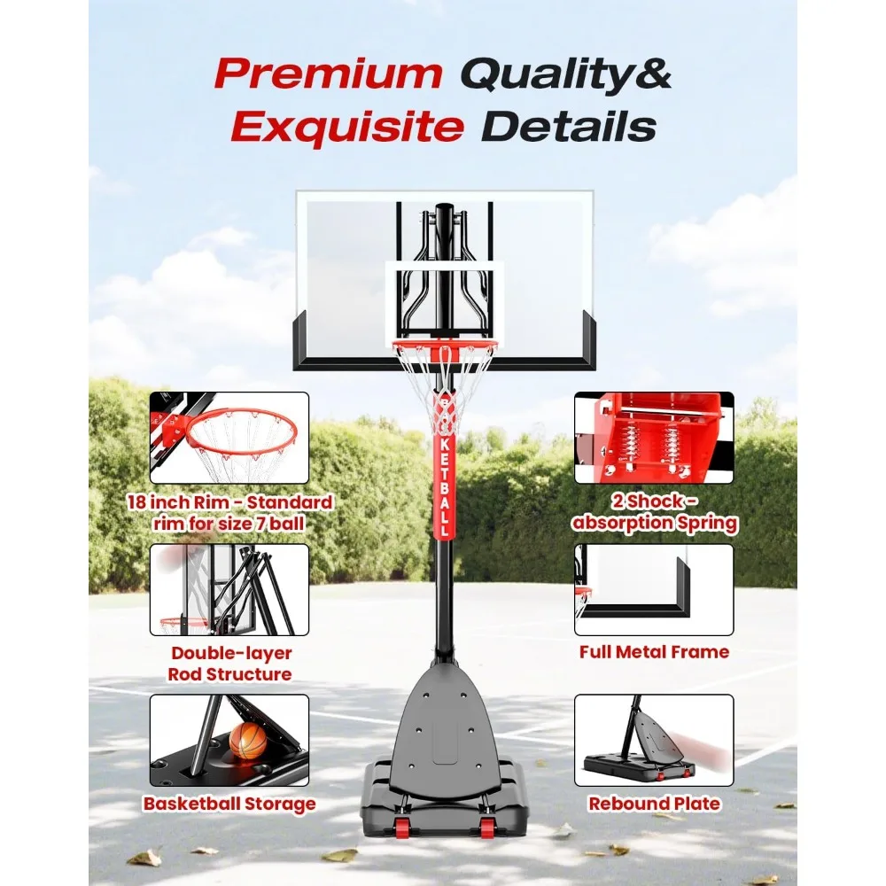 調節可能な10フィートの屋外バスケットボールフープシステム、45インチのバックボード付き、青少年、大人、子供向け - ポータブルで適しています